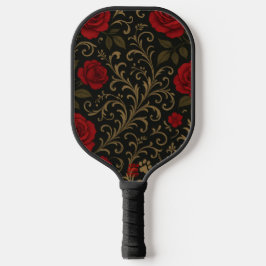Palas De Pickleball Dramatic Floral Red Romantic Spanish Scrolls