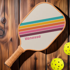 Palas De Pickleball Dulces Antiguos con Rayas de Colores del Arcoíris 