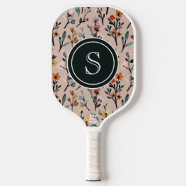 Palas De Pickleball Dusty Rosa Boho Floral Watercolor Personalizado