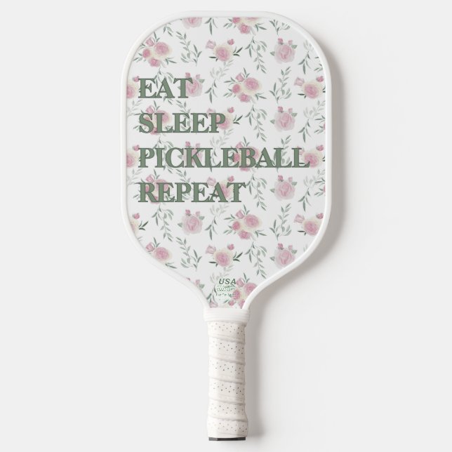 Palas De Pickleball Eat Sleep Pickleball Repeat Floral Girly (Anverso)