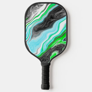 Palas De Pickleball Efecto pintado de arbusto azul, verde y negro