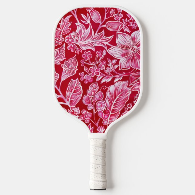 Palas De Pickleball Ejercicio Rojo Cute Floral Paddle (Anverso)