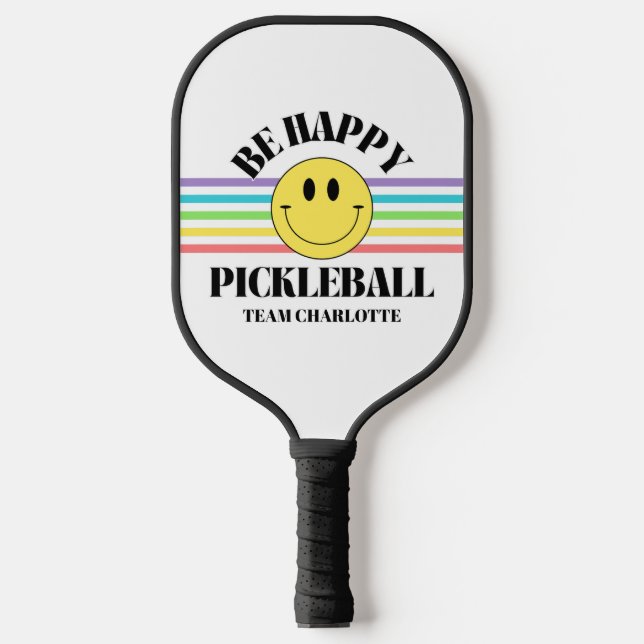 Palas De Pickleball El arco iris retro sea feliz (Anverso)