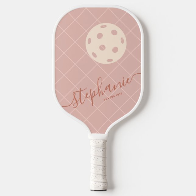 Palas De Pickleball El Boho Pink Elegant Script Personalizado (Anverso)