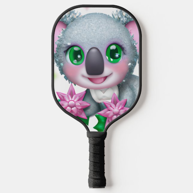 Palas De Pickleball El lindo oso kawaii Koala con flores (Anverso)