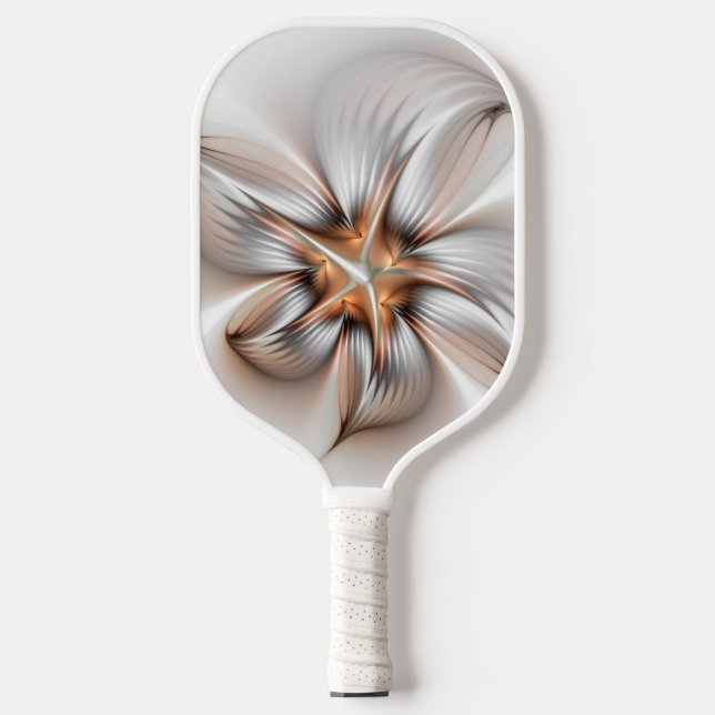 Palas De Pickleball Elegancia floral modernidad Resumen arte fractal (Anverso)
