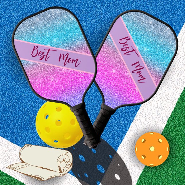 Palas De Pickleball Elegant Blue Glitters Custom Gift for Best Mom (Subido por el creador)