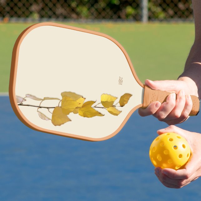 Palas De Pickleball Elegant Golden Birch Leaf Personalized Christmas   (Subido por el creador)