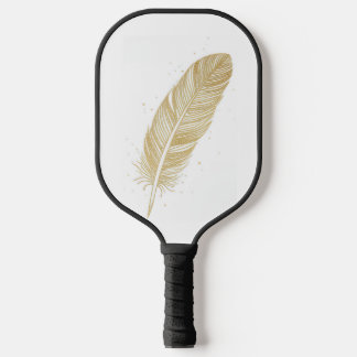 Palas De Pickleball Elegant Golden Feather Illustration - Aesthetic Pi