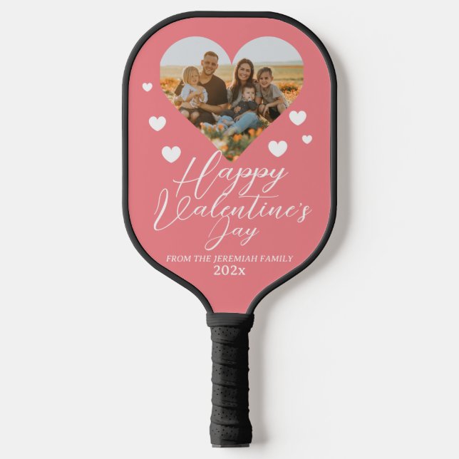 Palas De Pickleball Elegant Love Happy Valentine Day Family Photo (Anverso)