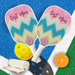 Palas De Pickleball Elegant Pastel Pink Zig-zag Custom Gift Best Mom