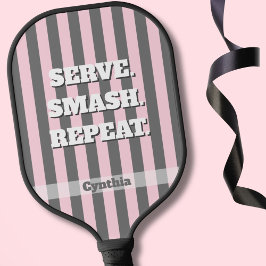 Palas De Pickleball Elegant Pink and Gray stripes Minimalist Custom