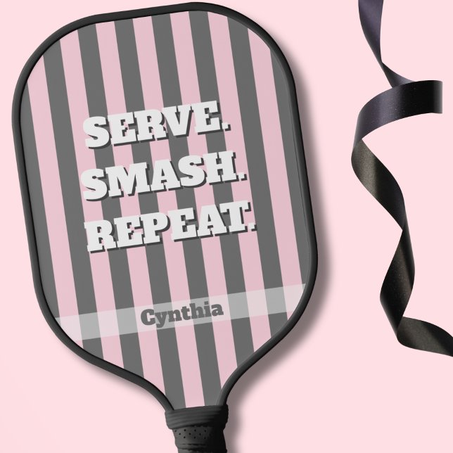 Palas De Pickleball Elegant Pink and Gray stripes Minimalist Custom (Subido por el creador)
