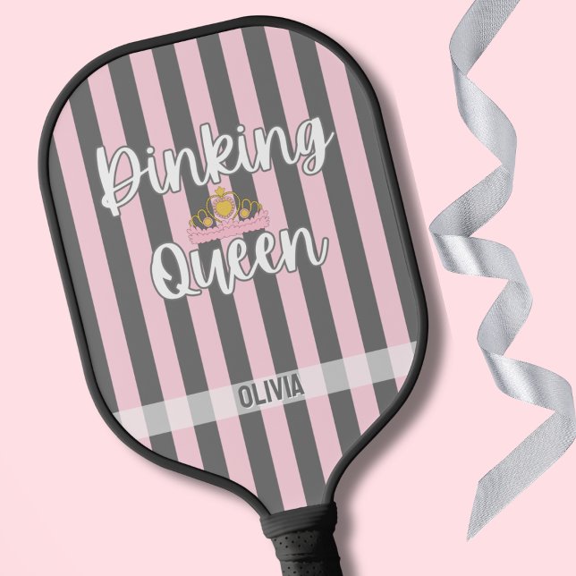 Palas De Pickleball Elegant Pink and Gray stripes Minimalist Custom (Subido por el creador)