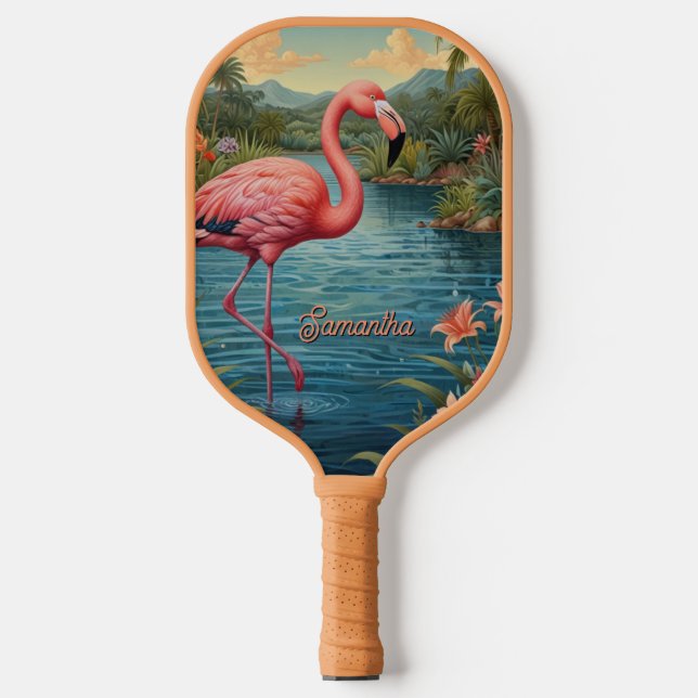 Palas De Pickleball Elegant pink flamingo tropical paradise   (Anverso)
