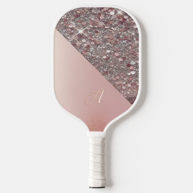 Palas De Pickleball Elegant Rose Gold Monogram (Anverso)