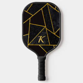 Palas De Pickleball Elegante abstracto de oro negro geométrico