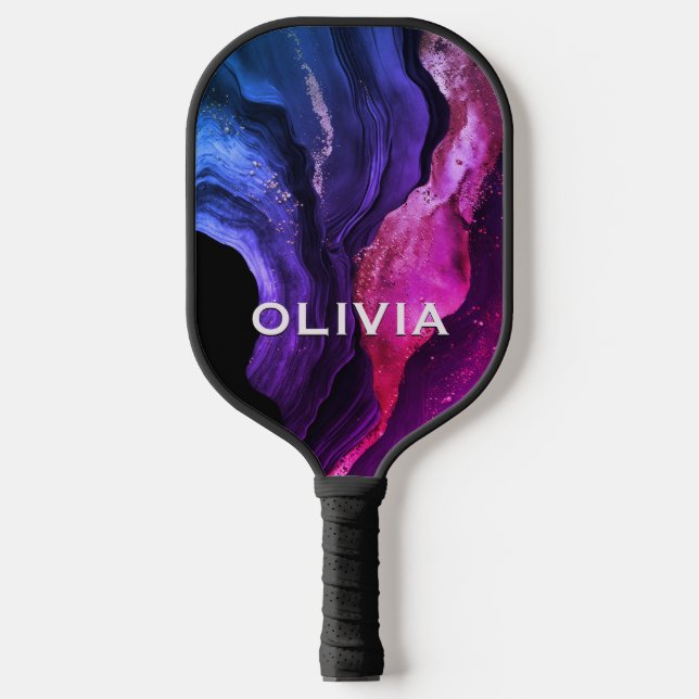 Palas De Pickleball Elegante arte de mármol rosa púrpura imitación lug (Anverso)