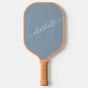 Palas De Pickleball Elegante azul polvoriento escritura moderno nombre