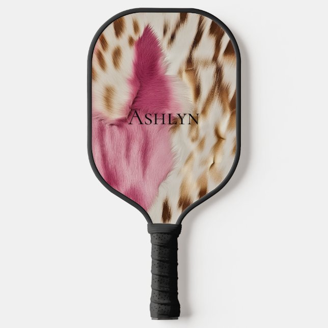 Palas De Pickleball Elegante Cebra de oro blanco rosado (Anverso)