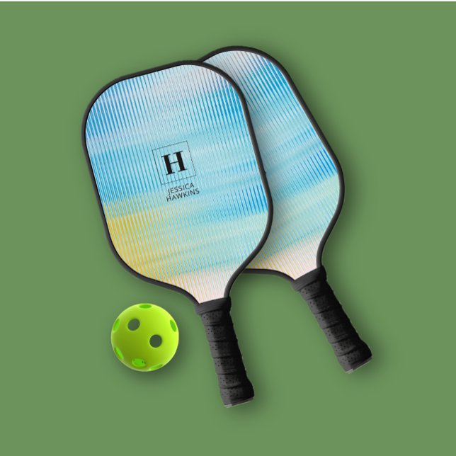 Palas De Pickleball Elegante Clásico Monograma Azul Vidrio de Prisma P (Subido por el creador)