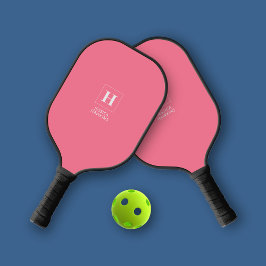 Palas De Pickleball Elegante clásico Monograma Bubblegum Pink Personal