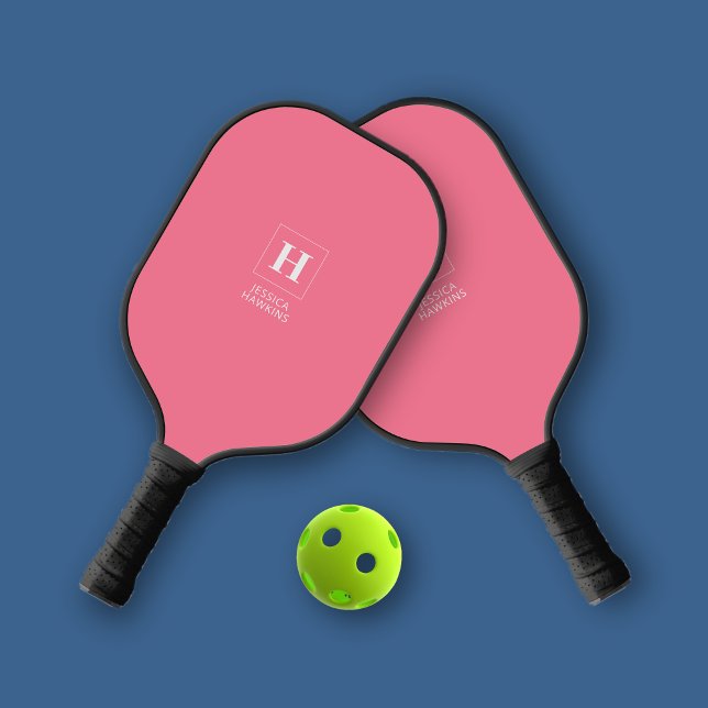 Palas De Pickleball Elegante clásico Monograma Bubblegum Pink Personal (Subido por el creador)
