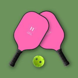 Palas De Pickleball Elegante clásico Monograma caliente rosa personal