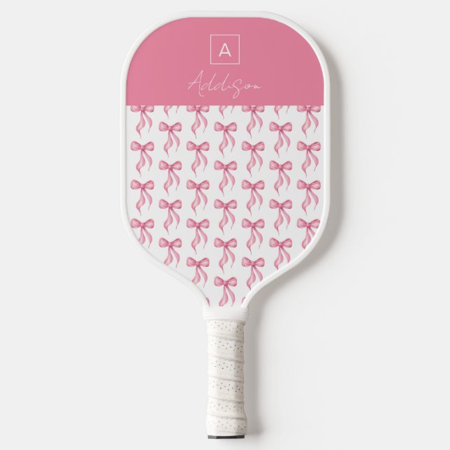 Palas De Pickleball Elegante Coquette Bow Monograma (Anverso)