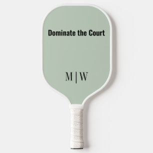 Palas De Pickleball Elegante eslogan Sage Verde, Negro   Monograma mod