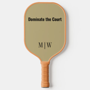 Palas De Pickleball Elegante eslogan Sand Ecru & Black   Monograma mod