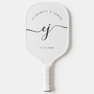 Palas De Pickleball Elegante Estilo Monograma Minimalista Boda