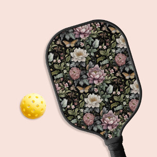 Palas De Pickleball Elegante Floral Negra Vintage