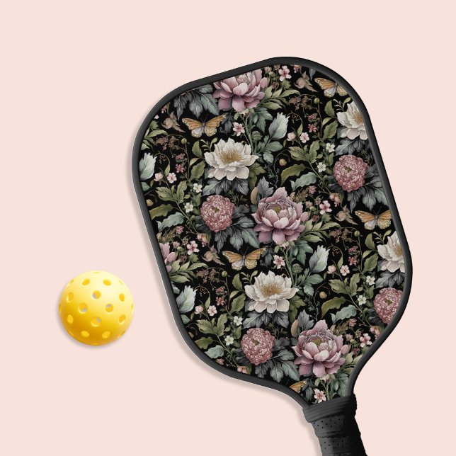 Palas De Pickleball Elegante Floral Negra Vintage (Subido por el creador)