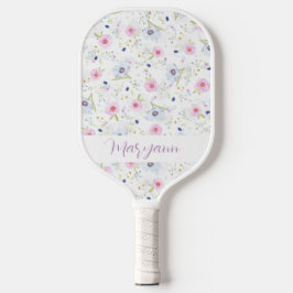 Palas De Pickleball Elegante Flores rosa pastel