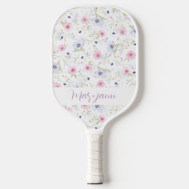 Palas De Pickleball Elegante Flores rosa pastel (Anverso)