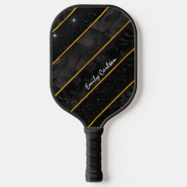 Palas De Pickleball Elegante geométrico purpurinoso de oro negro