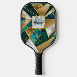 Palas De Pickleball Elegante geométrico turquesa de imitación de oro