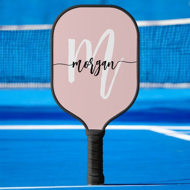 Palas De Pickleball Elegante guión moderno rosado nombre del monograma (Subido por el creador)