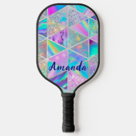 Palas De Pickleball Elegante holográfico trendy faux geométrico de pla