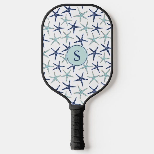 Palas De Pickleball Elegante Iniciales Monogramadas de la Costa Azul (Anverso)