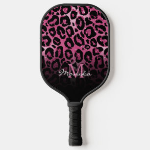 Palas De Pickleball Elegante Leopardo de cristal rosado personizado