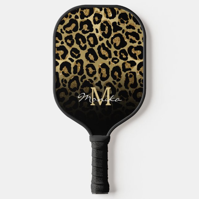 Palas De Pickleball Elegante Leopardo de oro personizado (Anverso)