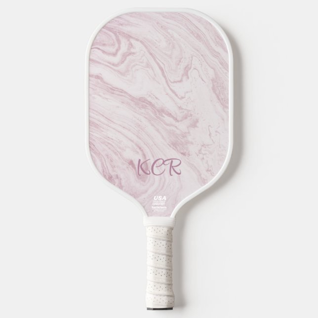 Palas De Pickleball Elegante Mármol de Lavanda Rosa Personalizada Inic (Anverso)