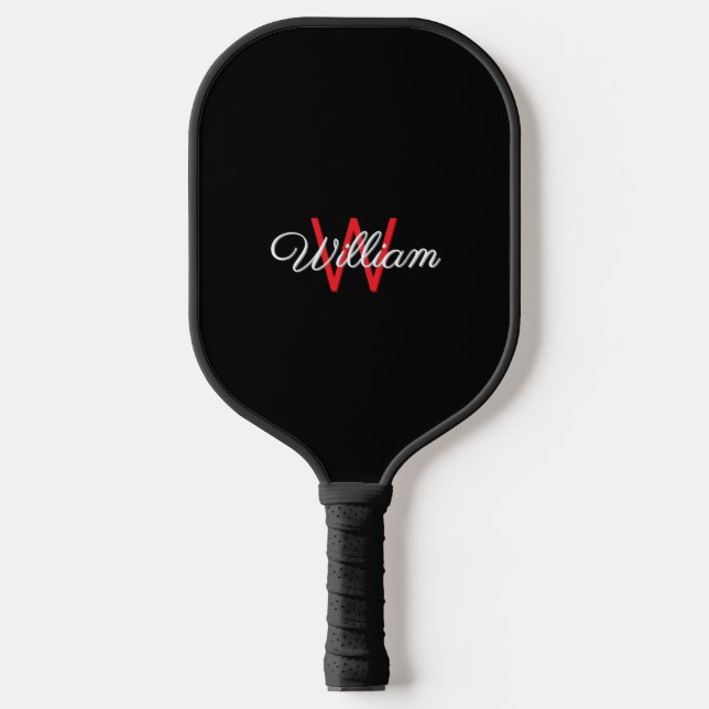 Palas De Pickleball Elegante Minimalista Rojo Monogramado (Anverso)