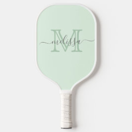 Palas De Pickleball Elegante Mint Green Nombre mínimo y Monograma