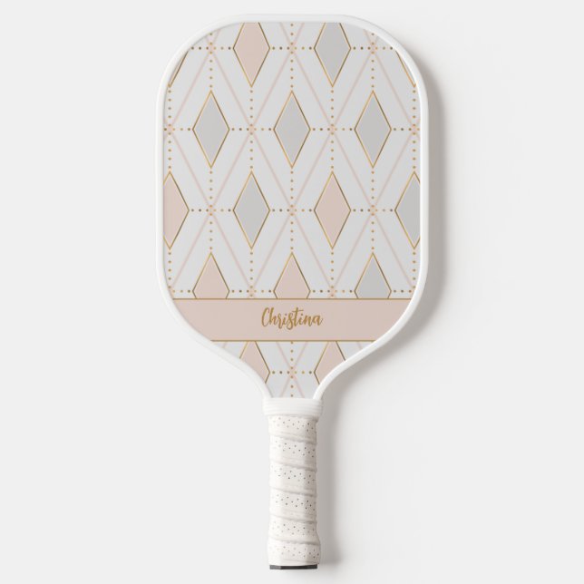 Palas De Pickleball Elegante Moda de patrón elegante monograma rosa br (Anverso)