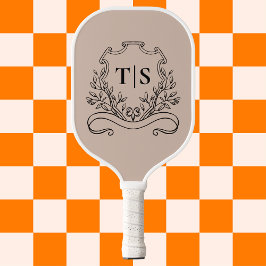 Palas De Pickleball Elegante Monograma Beige Clásico Personalizado