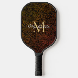Palas De Pickleball Elegante Monograma de Floral de Naranja y Oro con 
