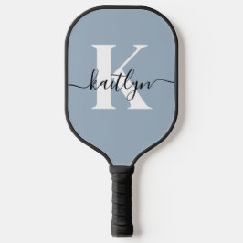 Palas De Pickleball Elegante Monograma de Letra en Azul Polvo